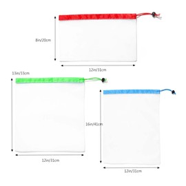 SEIWEI 5Pcs Reusable Mesh Produce Bags, Washable Eco Friendly Bags Fruit and Veg Bags with Drawstring for Grocery Shopping Storage Fruit Vegetable