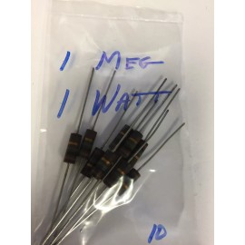 1 MEG OHM  1 WATT CARBON COMPOSITION RESISTORS 10 PCS NOS