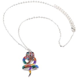 DUOWEI Cobras Snake Chain Necklace Enamel Snake Pendant Jewellery Reptile Animals Gifts for Women Girls, Stainless Steel, No Gemstone