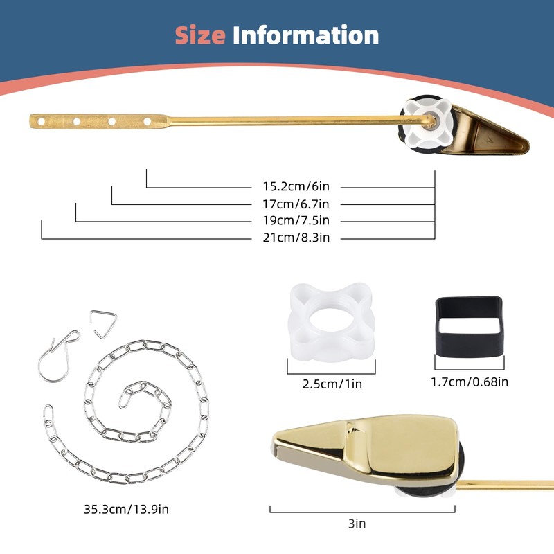 iFealClear Polished Gold Universal Toilet Handle Replacement, Front Mount Toilet