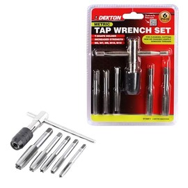 DEKTON 6-Piece Metric Tap Wrench Set - Adjustable Tap Wrenches, Precision Fit for Tap and Die, Durable Chrome Vanadium Steel, Versatile for Various Threading Jobs, Ideal for Professional and DIY Use