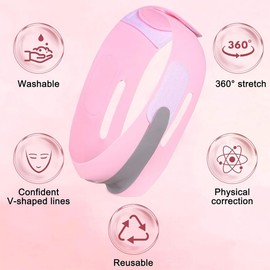 XBFOCNH Face Lifting Mask, Double Chin Lifting Belt, V-Line Mask, High Elasticity When Worn, Suitable for All Face Shapes, Pink
