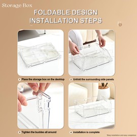 BasedFloor 2-Pack Foldable Plastic Baskets, Stackable Storage Baskets with Handles for Organizing and Storage, Foldable Crate for Office Home Kitchen Bedroom Bathroom(8.07"x 6.1" x 3.74")