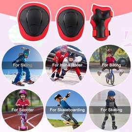 Kids Protective Gear Set Wemfg Knee Pads for Kids 3-8 Years Toddler Knee and Elbow Pads with Wrist Guards 3 in 1 for Skating Cycling Bike Rollerblading Scooter（Red）