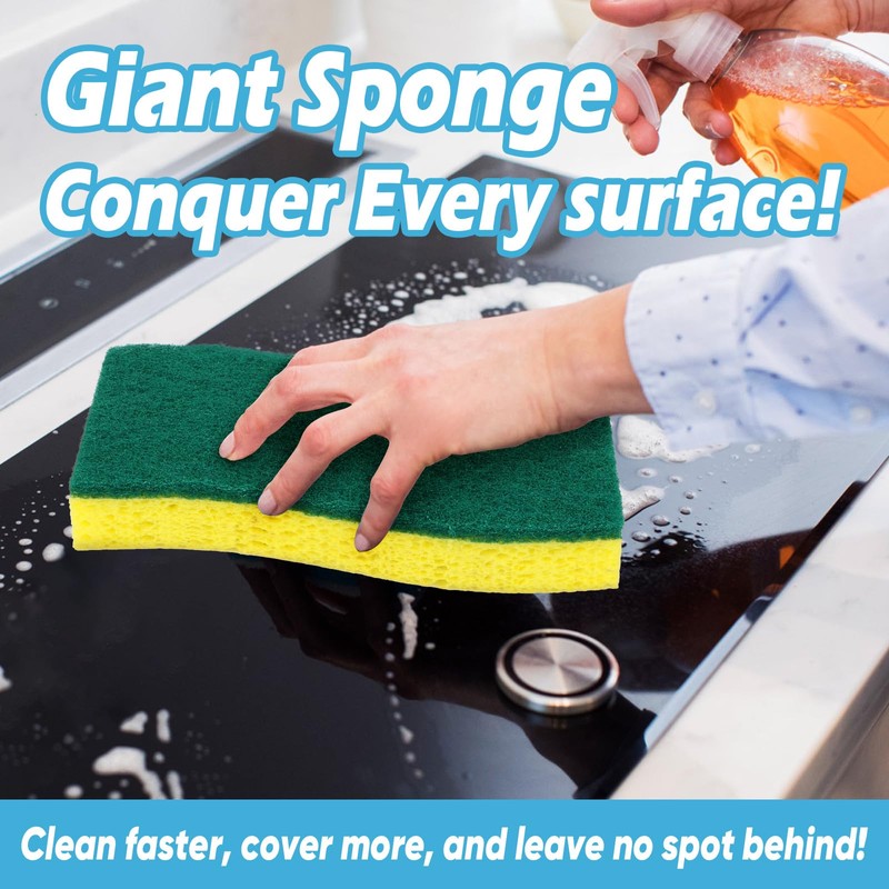 AIDEA XL Scrub Sponges 6Count, Heavy Duty Sponges for Dishes,
