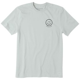 Life is Good. Men's Smiley Face SS Crusher Tee, Fog Gray, XX-Large