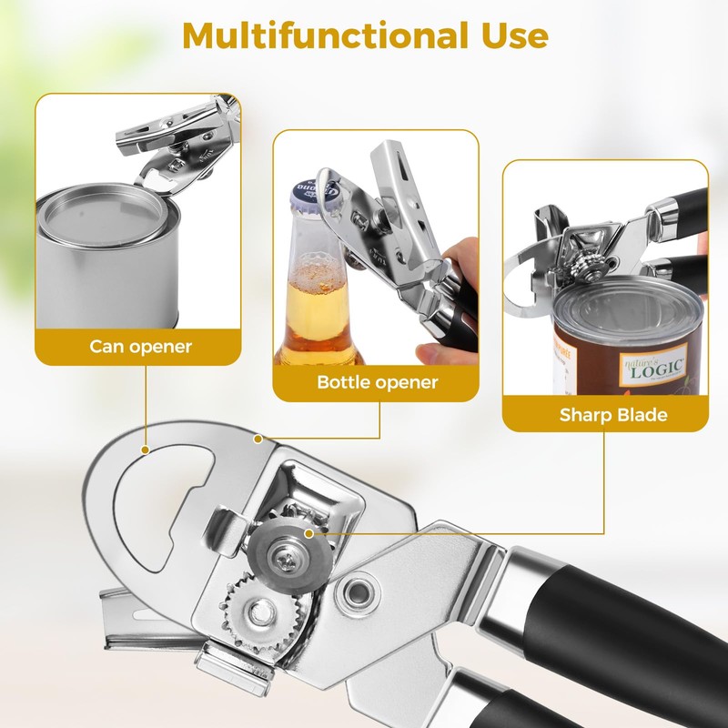 Brencco 3-in-1 Can Openers That Work, Heavy Duty Tin Opener