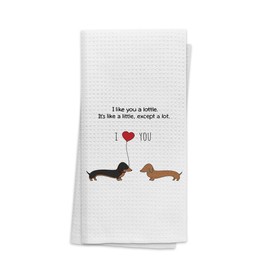 OHSUL Funny Dachshund I Love You Highly Absorbent Kitchen Towels Dish Towels Dishcloth,Love Quote Hand Towel Tea Towel for Bathroom Kitchen Decor