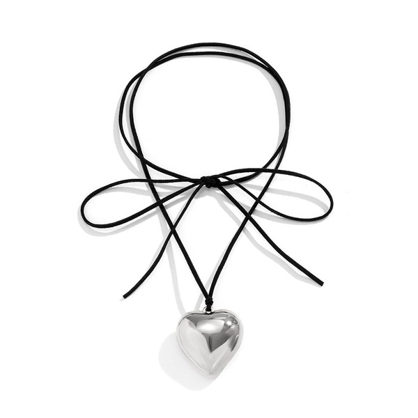 Dcfywl731 Love Heart Pendant Necklace Black Velvet Choker Necklace Bohemia