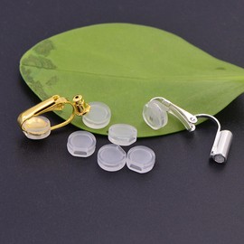 80 Pieces 8 Size Earring Pads TPE Material (Better Than Silicone) Comfort Earring Cushions for Clips on Earrings, Clear, White (Clear Milky)