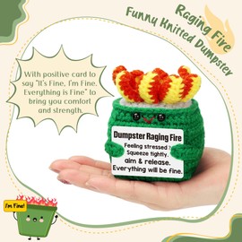 Emotional Dumpster Coworker Support Positive Crochet Fire Cute Mini Knitted Dumpster Gifts for Teacher Mom Grandma Sister Friend Boss Leader Cheer Up Encouragement Stress Relief Office Ornament
