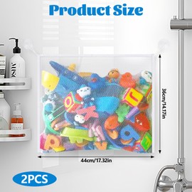 3 Pcs Bath Toy Storage,Toy Storage Bags with Strong Suction Cups,Bathroom Kids Toy Storage Bag Sturdy and Durable,Mesh Bath Organizer Foldable,for Organize Toys and Bathroom Supplies