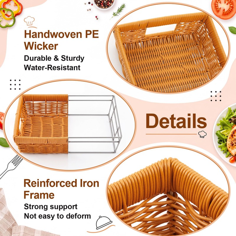 6 Pcs Wicker Serving Baskets for 9x13 Inch Foil Pans,
