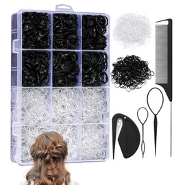 Bandas Elásticas para el Cabello Duraderas,Mini Bandas de Goma Negro&Blanco | Pequeñas Gomas Elásticas para el Cabello, Herramientas de Peinado,con Herramientas de Maquillaje Complementarias
