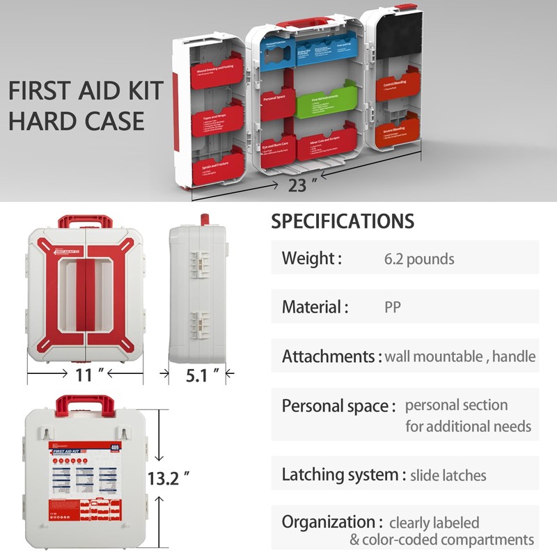 Large First Aid Kit for Business- Plastic Wall Mounted First