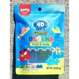 Amos 4D Lot of 5 Amos 4D Gummy Blocks | Fruit & Soda | 3 oz each