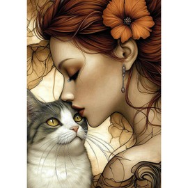 TOSTOG Diamond Painting Kits for Adults,Woman and Cat 5D DIY Diamond Art Kit Full Drill Diamond Crystal Rhinestone Arts and Crafts Picture for Home Wall Decor 30x40cm