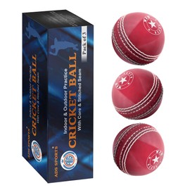 SPIN FIRST ADS Sports Soft Cricket Ball for Training & Coaching & Practice 3 Balls (Red)