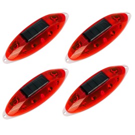 Aolyty Solar Strobe Warning Light Outdoor, Bright Solar Safety Flashing Light 4 Pack Road Signs IP54 Waterproof for Construction Site, Traffic, Dock, Marine, Stop Sign (Red)