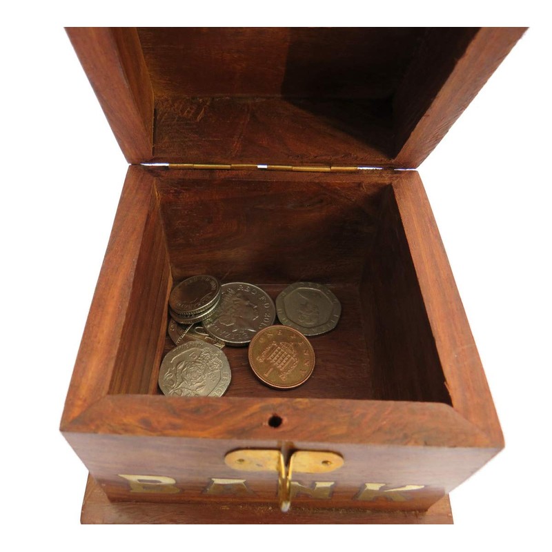 Purity Small Wooden Piggy Bank Money Box With Lock