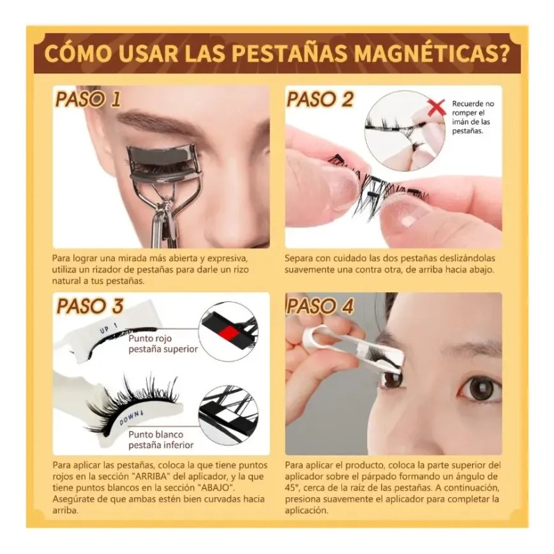 Kit De Pestañas Magnéticas Reutilizables Con Aplicador B