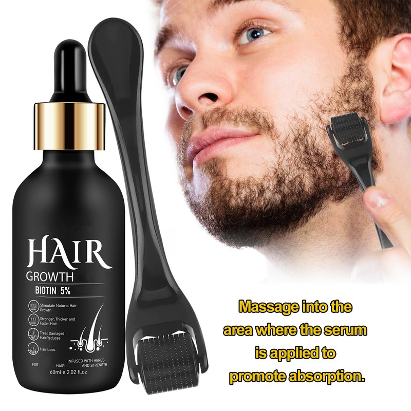 VEQENIFY Bartwuchsmittel männer, Beard Growth Kit mit DermaRoller, Bartwuchs Kit,