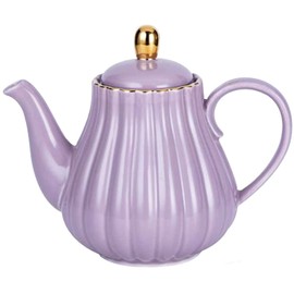 YBK Tech Strength Porcelain Tea Sets, Porcelain Coffee Pot Ceramic Teapot- Stripe Design (Purple)
