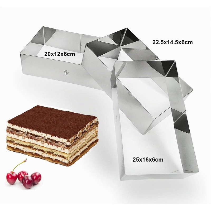 NewlineNY Stainless Steel 3 Sizes Rectangular Molding Forming Layering Cake