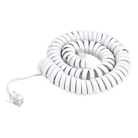 Pasow Telephone Handset Coil Cord Phone Reciever RJ9 Coiled Cable,Coiled Length 0.8 to 6 feet Uncoiled(White)