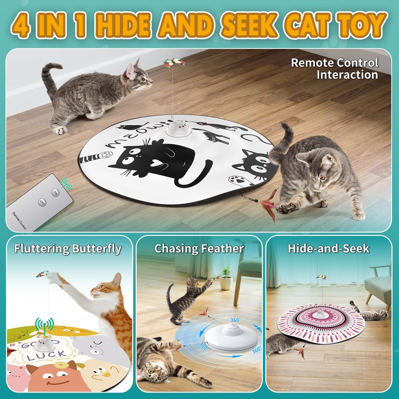 Pawhims Remote Control Cat Toy 4 in 1 Interactive Automatic