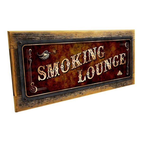 Framed Smoking Lounge 6"x16" Metal Sign, Wall Décor for Home and Office