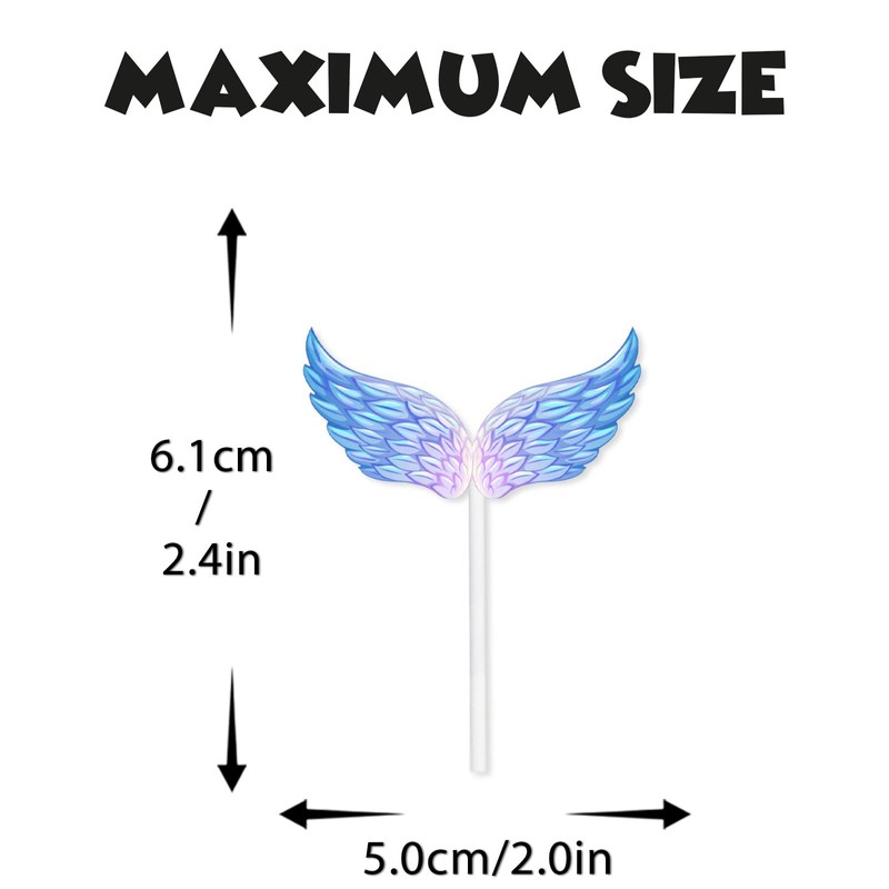 18pcs Blue Glitter Angel Wings Dessert Cupcake Topper Mother's Day