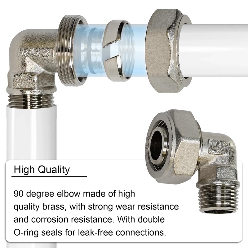 90 Degree Elbow Fitting 3/4 Tubing x 1/2" Male NPT