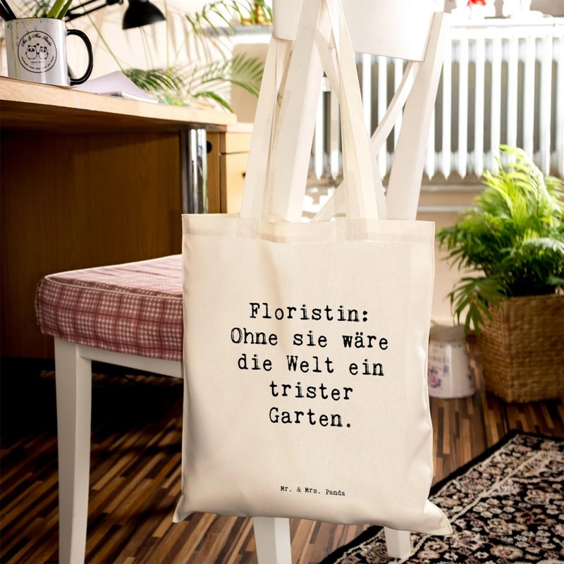 Mr. & Mrs. Panda Tragetasche Spruch Floristin Garten - Geschenk,