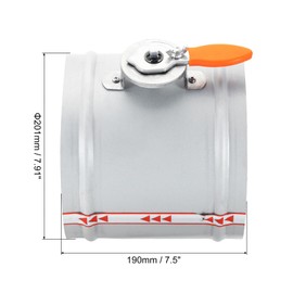 PATIKIL 8 Inch Manual Control Volume Damper, Galvanized Iron Backdraft Damper Handle for Air Duct, Airflow, Dryer Vent, Fan, HVAC, 190mm