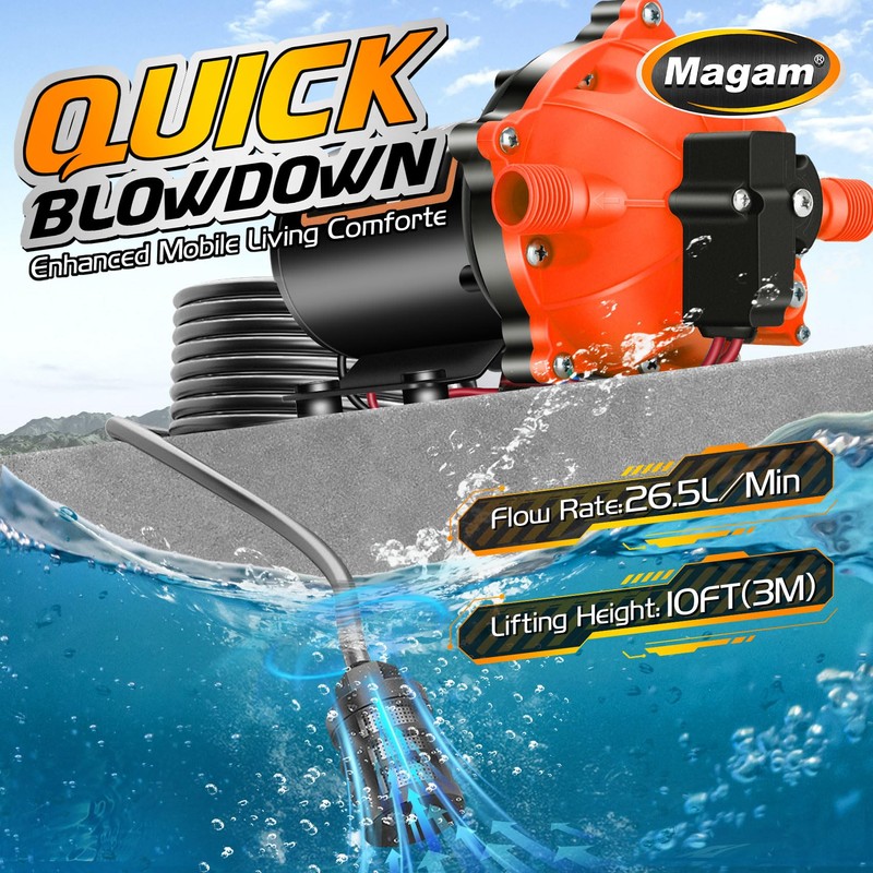 12V Washdown Pump Kit with 7.5 GPM & 80 PSI,RV