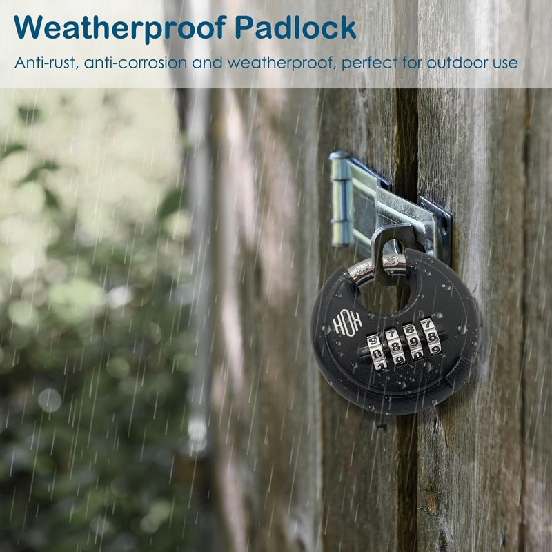 HOX Combination Lock, 4 Digit Disc Padlock with 3/8 Inch