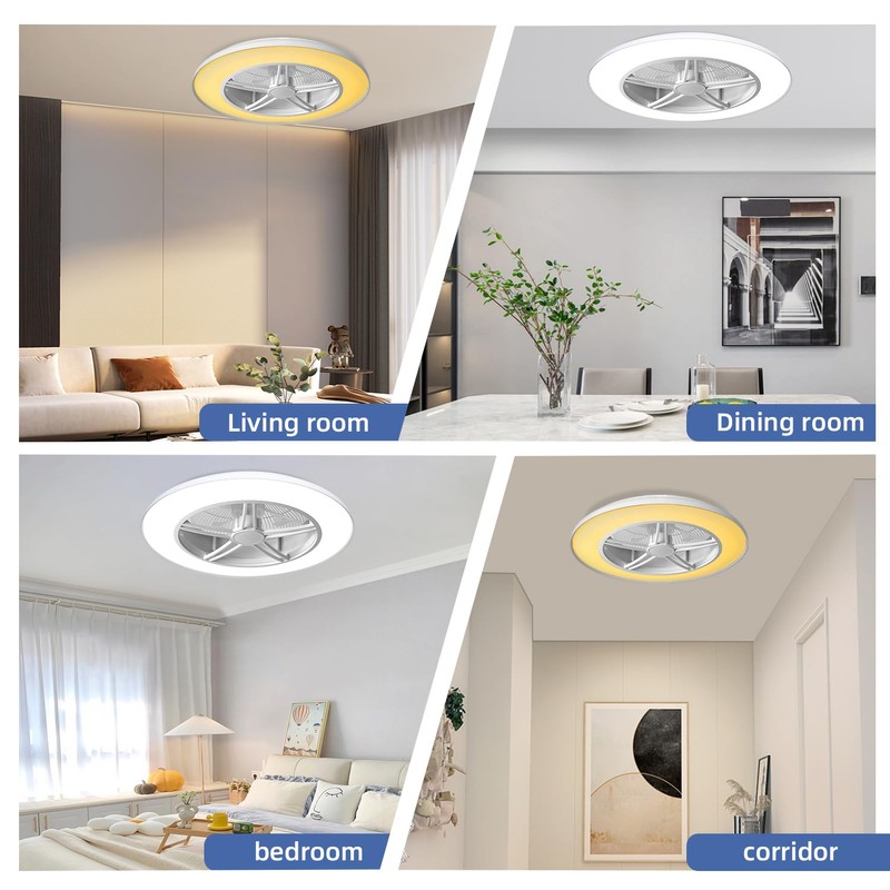BAYSQUIRREL Low Profile Ceiling Fan with Light and Remote/APP Control,Bluetooth