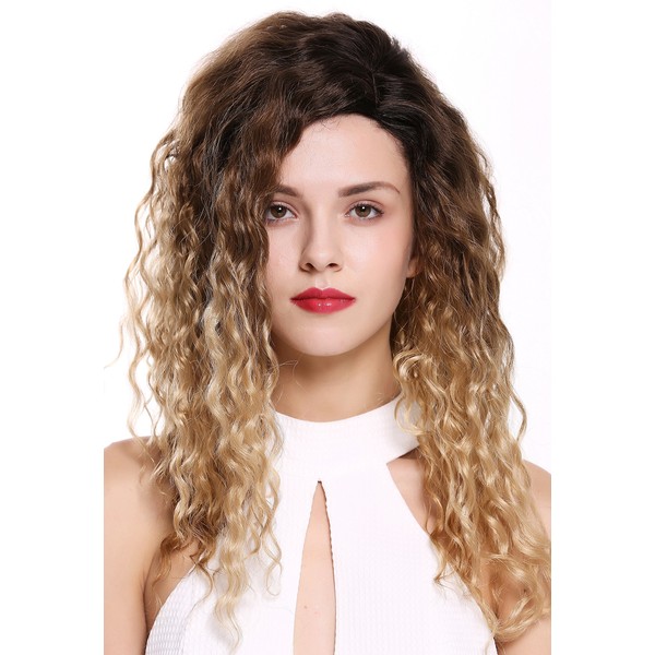 WIG ME UP - 803AD-Y-SC1911 Women's Wig Side Parting Afro Crepe Curly Ombre Brown Blonde Mix