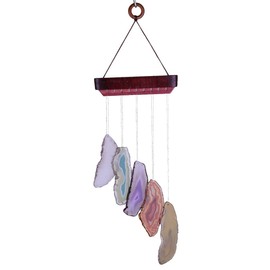mookaitedecor Colorful Agate Slices Wind Chimes for Home Garden Decoration 13-19 Inches