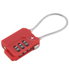 Vanguard TSA Lock, Wire Lock, Small, Lightweight, Key, 3-Digit, Dial-type, Travel, Luggage, Bicycle, Gym Locker, Travel Supplies, Security Measures, Red