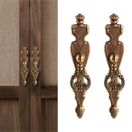 CcHhyyt Pack of 2 Vintage Brass Door Handle, Antique Cabinet Handle, Brass Handle for Wardrobe, Drawer, Chest of Drawers, Retro Handles, Drawer Knobs, Furniture Handle Made of Pure Brass (2, Red, 153