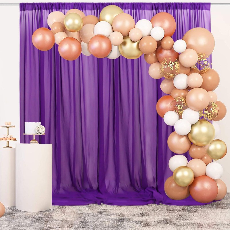 FUHSY Purple Backdrop Curtains 10x10 FT 2 Panels Chiffon Arch