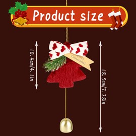 Thyonta Plush Christmas Tree Bell Hanging Ornaments Soft-Touch Bells Versatile Door Bells and Wind Chimes for Festive Tree Car Holiday New Year Decorations (Red)