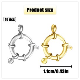 HAIKING Jewelry Ring Link, 10 PCS Golden & Silver Close Ring Clasps for Bracelet, Necklace, Anklet (11 mm/0.43 in)