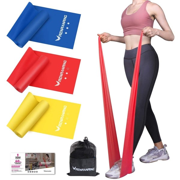 4.9ft Resistance Bands Set, Exercise Bands for Physical Therapy, Yoga, Pilates, Rehab and Home Workout, Non-Latex Elastic Bands Set of 3