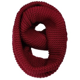 Infinity Scarf for Women Winter, Thick Wool Ribbed Knit Warm Circle Loop Scarf for Cold Weather S-Y-S3F, Burgundy, One Size