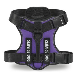 Belababy Dog Harness Small Medium Large, Reflective Tactical No Pull Harness for Dogs in Training, Adjustable Soft Service Pet Vest with Easy Control Handle, Purple, XS