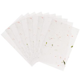 WANDIC Chinese Xuan Paper, 100 Sheets Handmade White Deckle Edge Paper with Real Flower Petals Plant Ink Writing Sumi Paper Letter for School Office