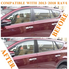 Bilisin Door Pillar Posts Trim Kit Compatible with Toyota RAV4 2013-2018 Exterior Accessories, Anti Scratched Center Side Window Molding Cover Stickers 8Pcs Glossy Black